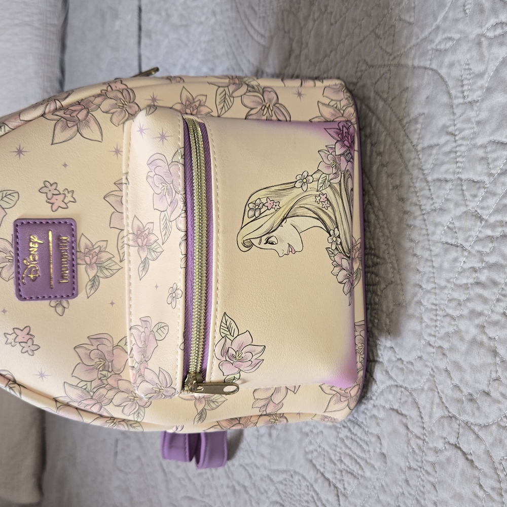 Disney Floral Backpack - Cream and Purple